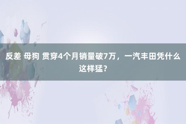 反差 母狗 贯穿4个月销量破7万，一汽丰田凭什么这样猛？