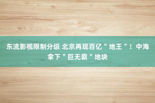 东流影视限制分级 北京再现百亿＂地王＂！中海拿下＂巨无霸＂地块