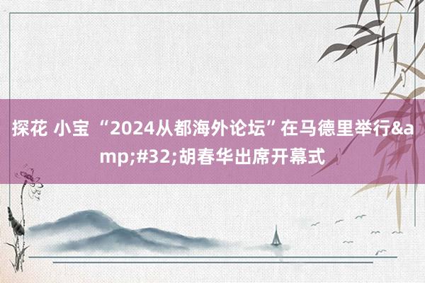 探花 小宝 “2024从都海外论坛”在马德里举行&#32;胡春华出席开幕式