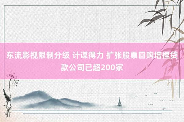 东流影视限制分级 计谋得力 扩张股票回购增捏贷款公司已超200家