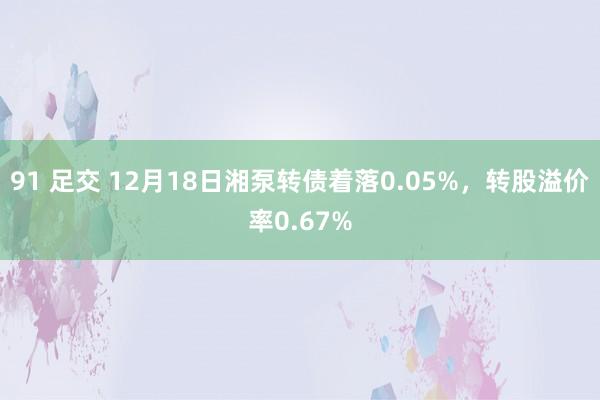 91 足交 12月18日湘泵转债着落0.05%，转股溢价率0.67%