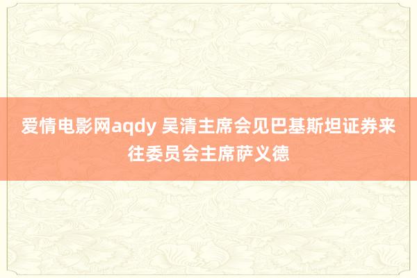 爱情电影网aqdy 吴清主席会见巴基斯坦证券来往委员会主席萨义德