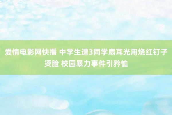 爱情电影网快播 中学生遭3同学扇耳光用烧红钉子烫脸 校园暴力事件引矜恤