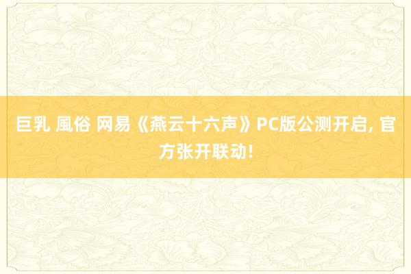 巨乳 風俗 网易《燕云十六声》PC版公测开启， 官方张开联动!