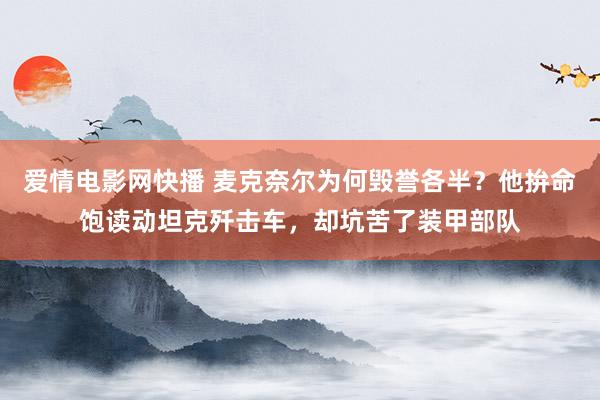 爱情电影网快播 麦克奈尔为何毁誉各半？他拚命饱读动坦克歼击车，却坑苦了装甲部队
