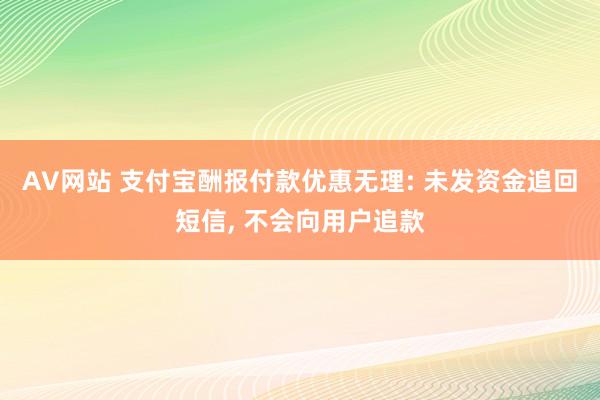 AV网站 支付宝酬报付款优惠无理: 未发资金追回短信， 不会向用户追款