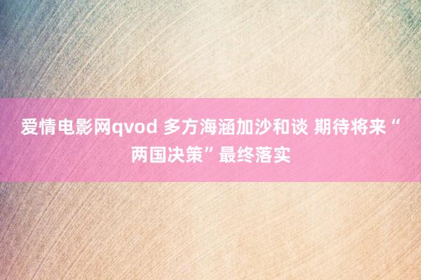 爱情电影网qvod 多方海涵加沙和谈 期待将来“两国决策”最终落实
