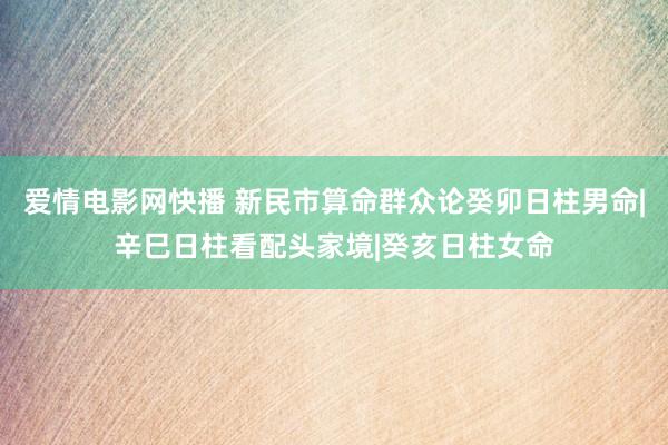 爱情电影网快播 新民市算命群众论癸卯日柱男命|辛巳日柱看配头家境|癸亥日柱女命