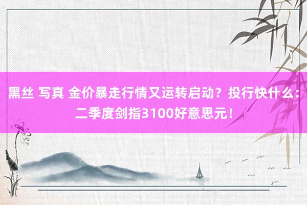 黑丝 写真 金价暴走行情又运转启动？投行快什么：二季度剑指3100好意思元！