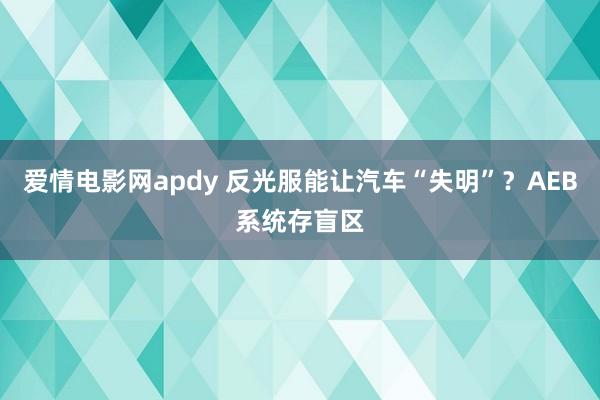 爱情电影网apdy 反光服能让汽车“失明”？AEB系统存盲区