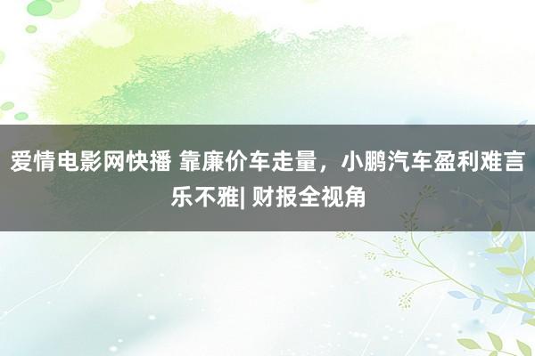 爱情电影网快播 靠廉价车走量，小鹏汽车盈利难言乐不雅| 财报全视角