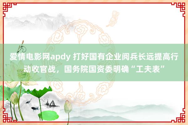 爱情电影网apdy 打好国有企业阅兵长远提高行动收官战，国务院国资委明确“工夫表”