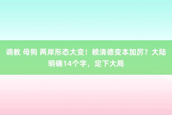 调教 母狗 两岸形态大变！赖清德变本加厉？大陆明确14个字，定下大局