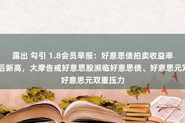 露出 勾引 1.8会员早报：好意思债拍卖收益率创07年后新高，大摩告戒好意思股濒临好意思债、好意思元双重压力