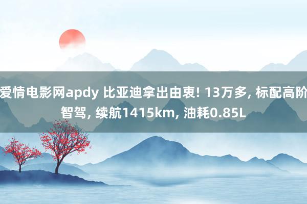 爱情电影网apdy 比亚迪拿出由衷! 13万多， 标配高阶智驾， 续航1415km， 油耗0.85L