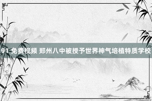 91 免费视频 郑州八中被授予世界神气培植特质学校