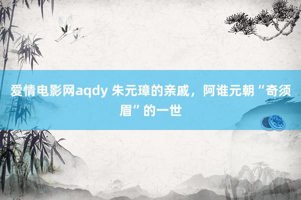 爱情电影网aqdy 朱元璋的亲戚，阿谁元朝“奇须眉”的一世