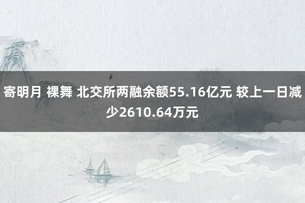 寄明月 裸舞 北交所两融余额55.16亿元 较上一日减少2610.64万元