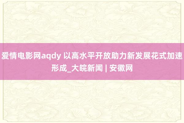 爱情电影网aqdy 以高水平开放助力新发展花式加速形成_大皖新闻 | 安徽网