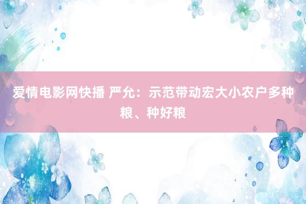 爱情电影网快播 严允：示范带动宏大小农户多种粮、种好粮