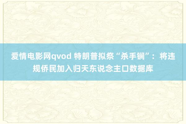 爱情电影网qvod 特朗普拟祭“杀手锏”：将违规侨民加入归天东说念主口数据库
