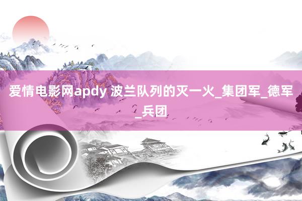 爱情电影网apdy 波兰队列的灭一火_集团军_德军_兵团