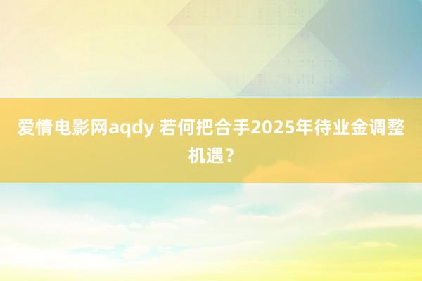 爱情电影网aqdy 若何把合手2025年待业金调整机遇？