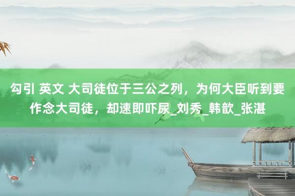 勾引 英文 大司徒位于三公之列，为何大臣听到要作念大司徒，却速即吓尿_刘秀_韩歆_张湛