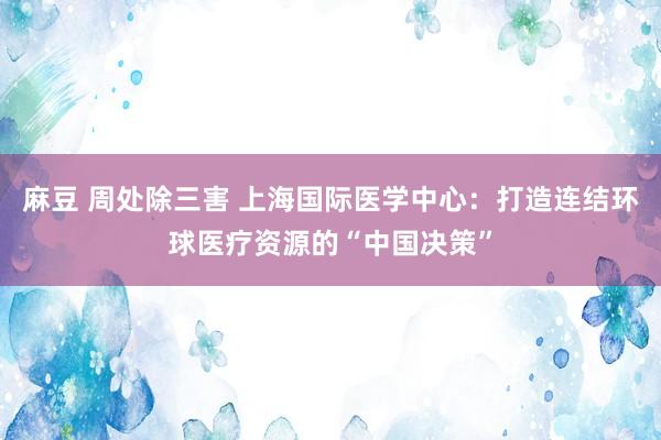 麻豆 周处除三害 上海国际医学中心：打造连结环球医疗资源的“中国决策”