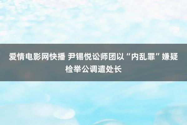 爱情电影网快播 尹锡悦讼师团以“内乱罪”嫌疑检举公调遣处长