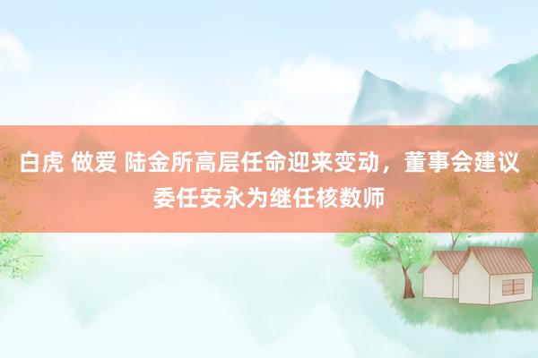 白虎 做爱 陆金所高层任命迎来变动，董事会建议委任安永为继任核数师