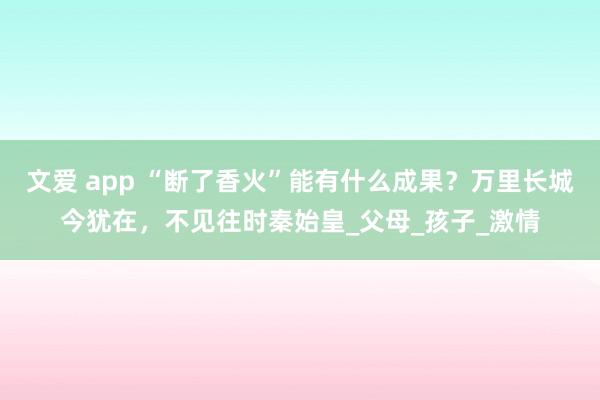 文爱 app “断了香火”能有什么成果？万里长城今犹在，不见往时秦始皇_父母_孩子_激情